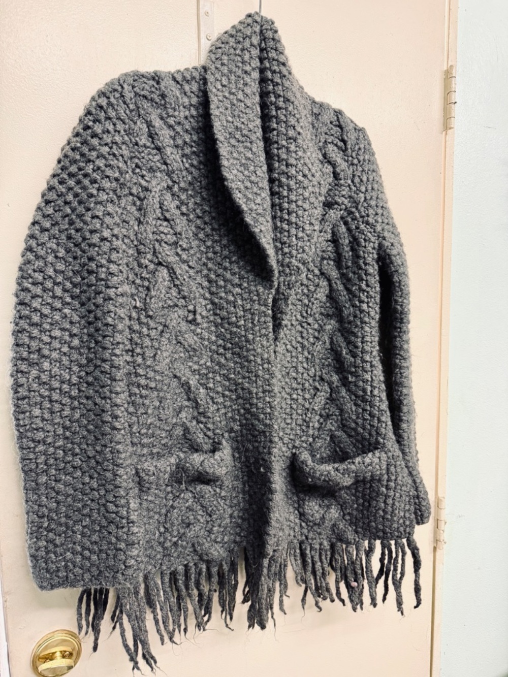 Lucky Brand Charcoal Gray Wool Knit Cardigan Sweater - Picture 2 of 7